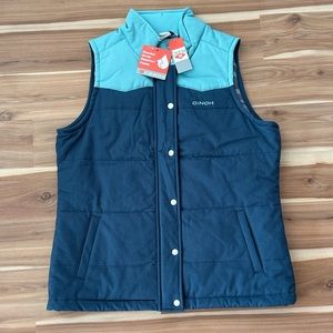 NWT Ladies Cinch Turquoise and Navy Western Flannel Lined Vest.  Sz XL